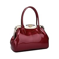 LEAFICS Women's Glossy Evening Bag PU Patent Leather Fashion Shoulder Bag