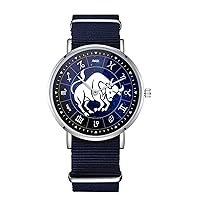 Taurus Zodiac Sign Design Nylon Watch for Men and Women, Constellation Astrological Theme Wristwatch, Astrology Lover Gift
