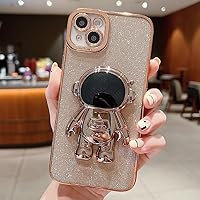 Spevert for iPhone 15 Plus Case Luxury Glitter Case with Cute Astronauts Stand [Military Drop Protection] Full Camera Lens Proteciton for Women Men Girls Shockproof Anti-Scratch case 6.7'' (Gold)