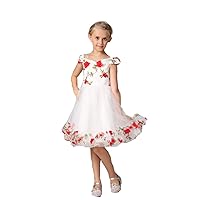Kelaixiang Spring Princess Knee Length Flower Dress for Girls with Cape Sleeves