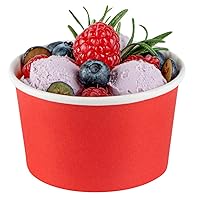 Restaurantware Coppetta 5-Ounce Dessert Cups 50 Disposable Ice Cream Cups - Lids Sold Separately Sturdy Red Paper Frozen Yogurt Bowls For Hot And Cold Foods Perfect For Gelato Or Mousse