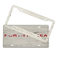 Liscensenplate Cover North Korea Universal Car Front License Plate with Screws Caps State Flag Sails Boat Aluminum Metal License Plate Car Tag for Girl Men Rust-Proof Rattle-Proof Weather-Proof