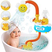 VATOS Baby Bath Toys with Shower Head - Toddler 4 in 1 Rechargable Bathtub Toy with Sunflower Shower Head and 3 Water Spray Sprinkler, Bath Tub Toys for Toddlers Baby 1 2 3 4 Year Old