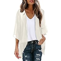 Chiffon Cardigan For Women Dressy Summer Loose Open Front Kimono Cardigans Casual Loose Cover Up Tops Blouses
