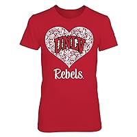 FanPrint UNLV Rebels T-Shirt - Lace Heart Logo - Premium Women's Tee/Red/S