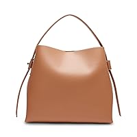 Anne Klein Convertible Minimal Hobo with Enamel Turnlock - Polyvinyl Chloride Lining - Magnetic Snap Closure Latte One Size One Size