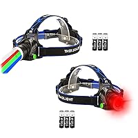 Red Led Headlamp + Hunting Headlamp with White Red Green Blue Light