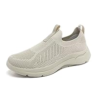 GSLMOLN Men's Trendy Woven Knit Breathable Sneakers, Comfy Non Slip Lace Up Soft Sole Shoes for Men's Outdoor Activities
