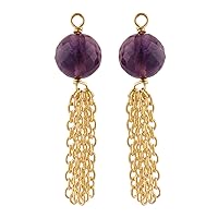 Purple Amethyst Chain Design Dangle Earring or Necklace DIY Jewelry Connectors Gold Plated Single Bail Round Gemstone Connectors Pair Supplies