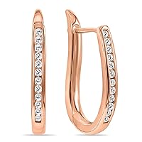 1/4 Carat TW Channel Set Diamond Hoop Earrings Available in 10K White, Rose and Yellow Gold