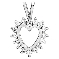 14k White Gold 1/3 CTW Natural Diamond Heart Pendant Fine Jewelry Gift for Women