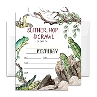 Reptile Birthday Invitation Cards with Envelopes Pack of 20 (4