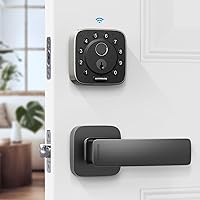 Built-in WiFi Smart Lock Handle Set - Work with Apple HomeKit - Fingerprint Keyless Entry Door Lock, Voice Control with Siri, Alexa, Google - Biometric Smart Door Lock - Smart Keypad Deadbolt