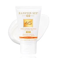 Hampton Sun SPF 45 Wrinkle Control Face Cream | Daily Moisturizer + SPF | Dewy, Glowy Finish | Hyaluronic Acid + Organic Cucumber Extracts | Broad Spectrum UVA/UVB | Non-Comedogenic | All Skin Types