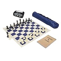 Basic Club Complete Chess Set with Scorebook and Clock (Blue)