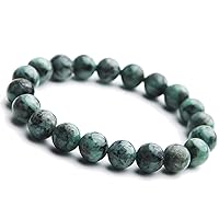 10mm Natural Green Emerald Gemstone Round Beads Women Men Bracelet AAAAA
