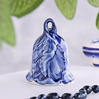 AEVVV Handcrafted Gzhel Ceramic Bell Leaf - Traditional Russian Souvenir in Cobalt Blue & White, 2.4-Inch Collectible Interior Decor Bell