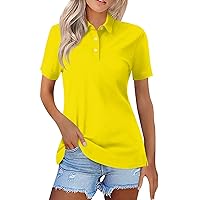 Women's Short Sleeve Polo Shirts Summer Collared Button Down Top Casual V Neck Loose Fit T Shirt 4th of July Shirts