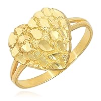 10K Yellow Gold Split Shank Heart Nugget Ring, 5.5