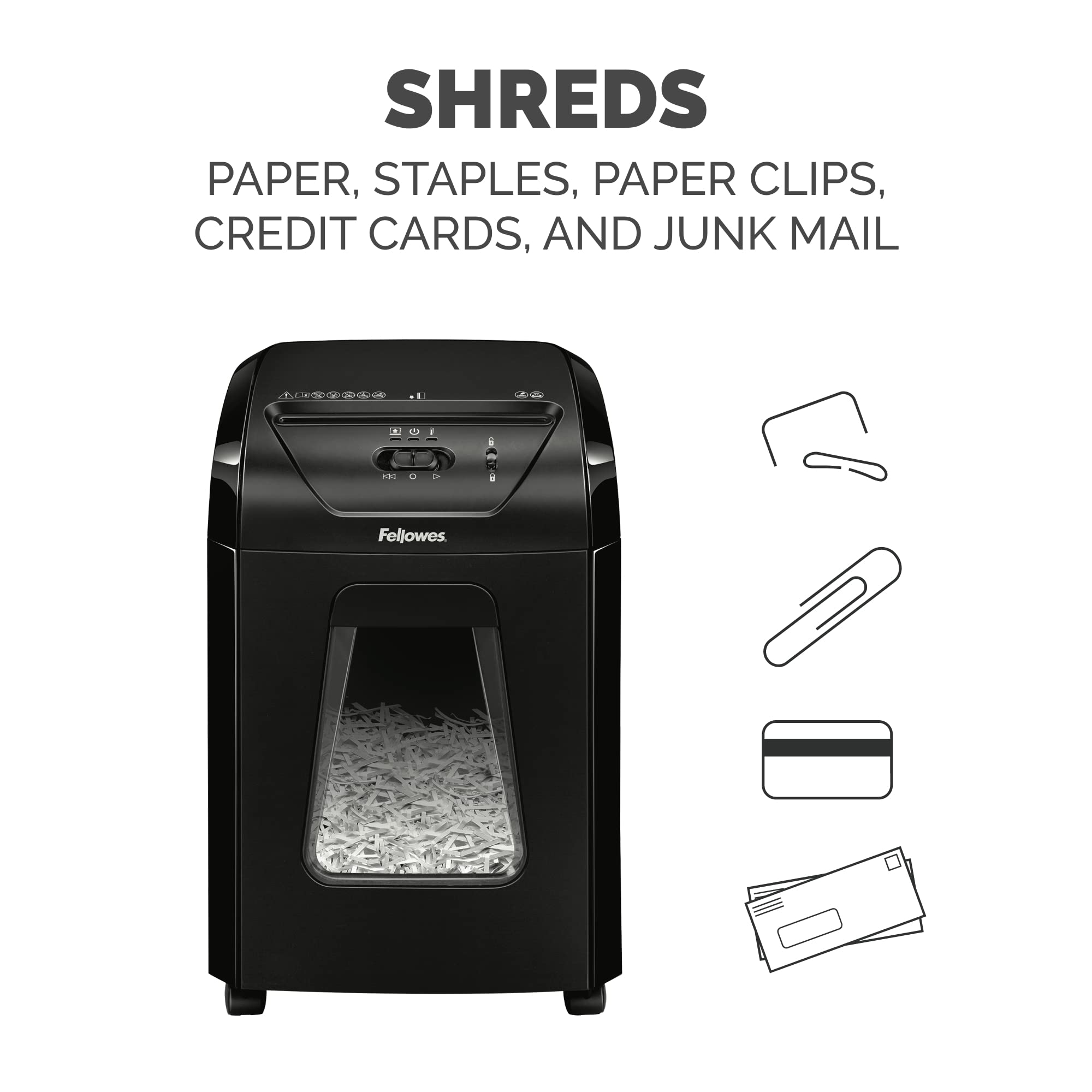 Fellowes Powershred 12C15 12-Sheet Crosscut Paper Shredder for Office and Home with Safety Lock, Black 4014401