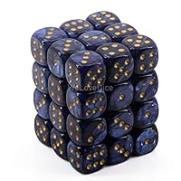 Chessex DND Dice Set D&D Dice-12mm Scarab Royal Blue and Gold Plastic Polyhedral Dice Set-Dungeons and Dragons Dice Includes 36 Dice – D6, Various (CHX27827), Small (10mm - 14mm)