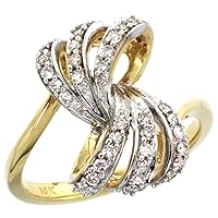10K White Gold Ribbon Diamond Ring 0.39 cttw, 11/16 inch Wide