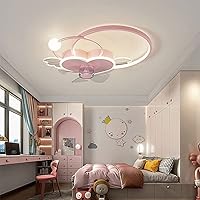 Children's RoomCeiling Fan with Lights Low Profile Fan Light LED48W Remote Control Dimming 3-Color 3-Level Wind Speed Flush Mount Ceiling Fan