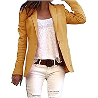Women's Fashion Blazer Jackets Button Down Slim Fit Business Blazers Solid Long Sleeve Lightweight Cardigan Coat