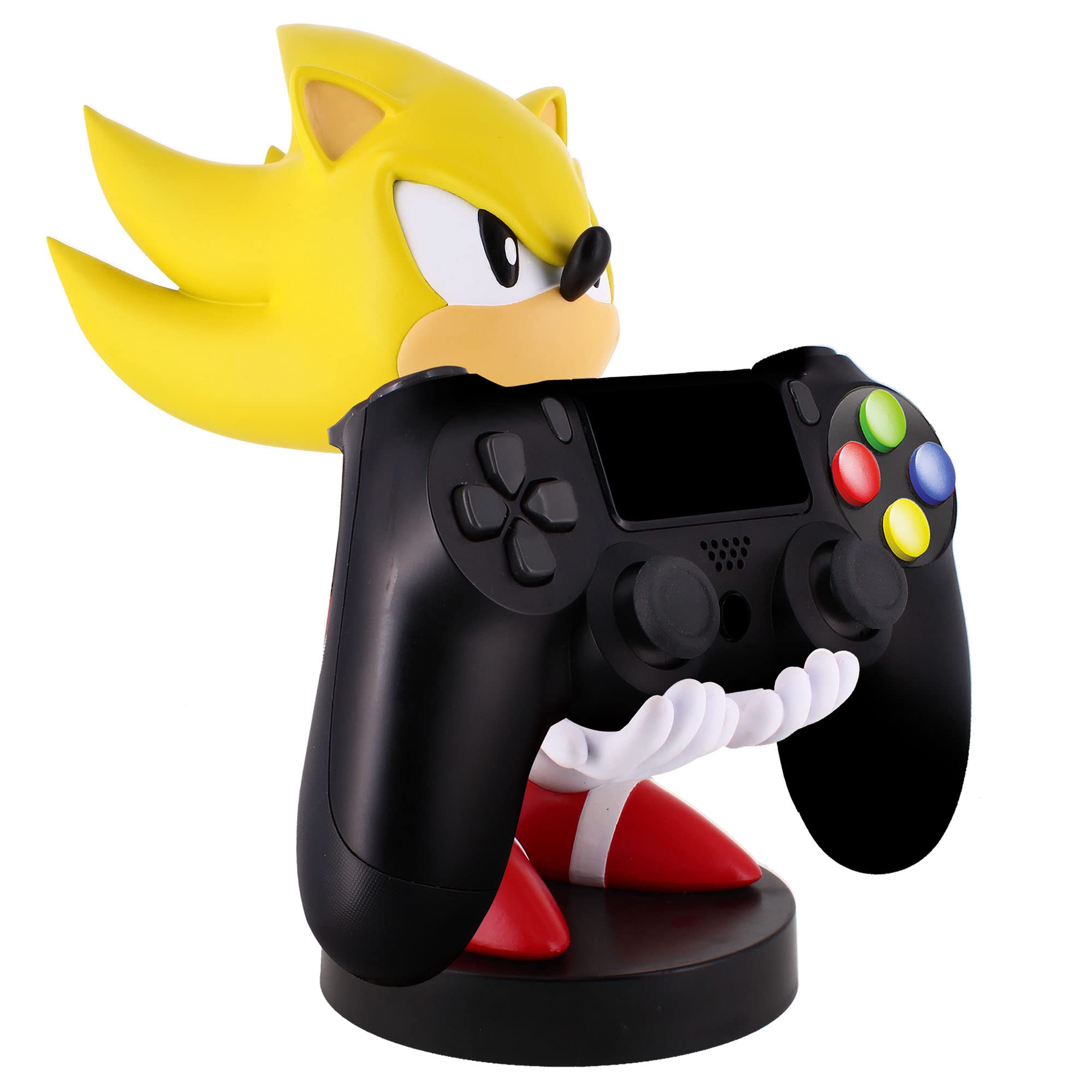 Exquisite Gaming Cable Guy: Phone/Controller Holder - SEGA Super Sonic, Includes a 4 Foot Charging Cable, Heavy Duty PVC Statue and Sturdy Base to Hold Your Stuff without Tipping Over