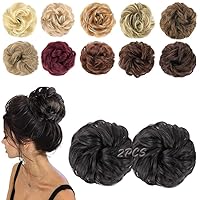 MORICA 1PCS Messy Hair Bun Hair Scrunchies Extension Curly Wavy Messy Synthetic Chignon for Women (Natural Black#)