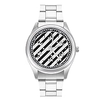 French Bulldog Paw Footprint Striped(1) Fashion Wrist Watch Arabic Numerals Stainless Steel Quartz Watch Easy to Read