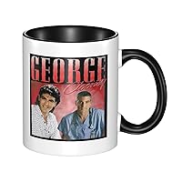 George Clooney Coffee Mug 11 Oz Ceramic Tea Cup With Handle For Office Home Gift Men Women Black
