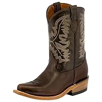 Kids Brown Western Cowboy Boots Smooth Leather Snip Toe