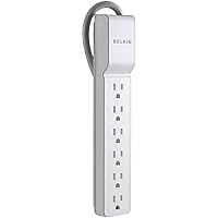 Belkin 6-Outlet Commercial Power Strip Surge Protector with 2.5ft Cord, 555 Joules,White