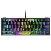 K61 Mechanical Gaming Keyboard 62 Keys RGB Backlit Wired Gaming Keyboard Portable Design for Desktop Pc Gamer (Color : Black)