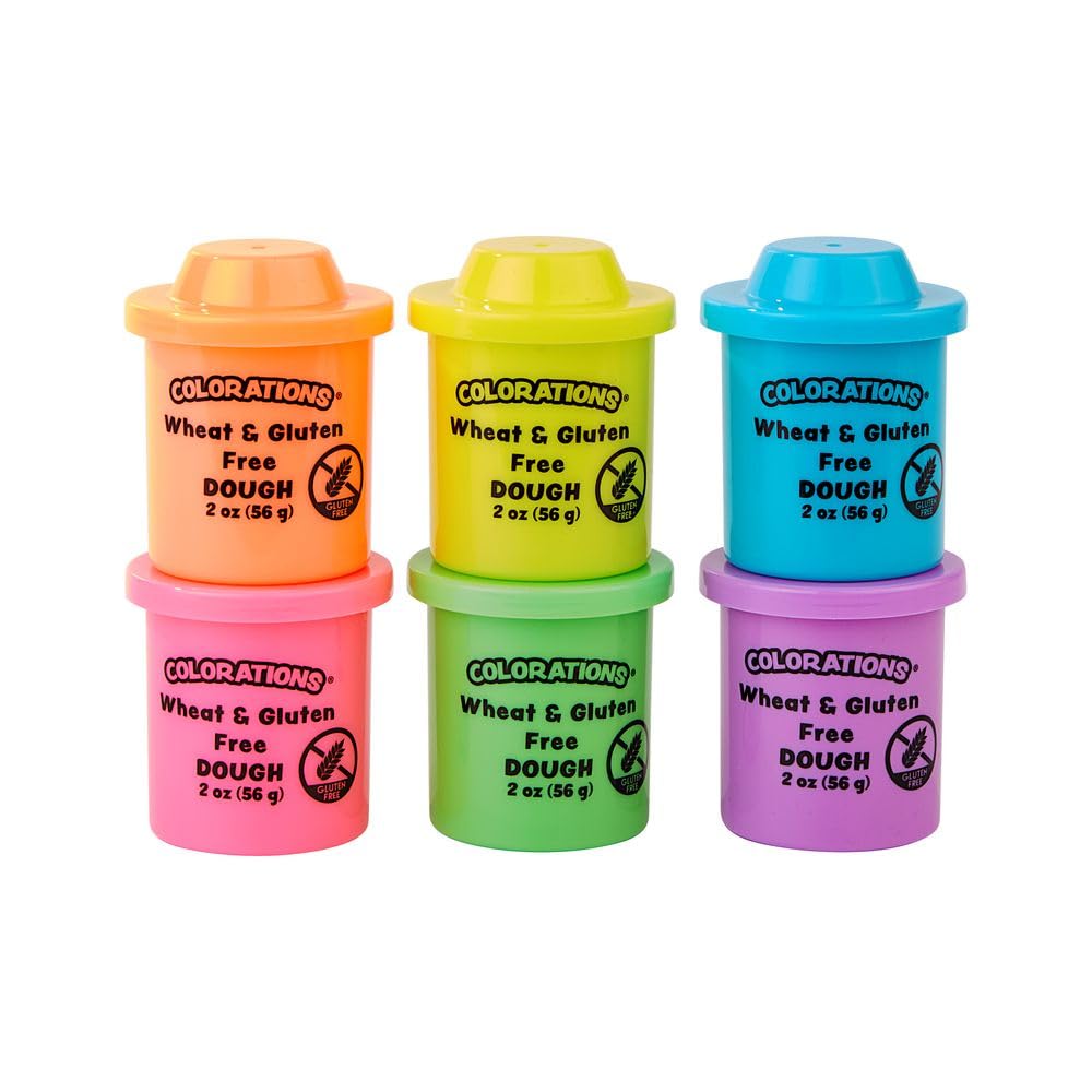 Colorations Wheat & Gluten Free Neon Dough - 6 Colors (2 oz Each) | Non-Toxic, Play Dough, Bulk Set, Sensory Kit, Party Favors, Classroom Pack