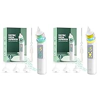 Nasal Aspirator for Baby, Electric Baby Nose Sucker with Adjustable 5 Levels Suction, Baby Nasal Aspirator with Music and Lights, Nose Sucker for Toddler with 3 Tips, Green + Yellow