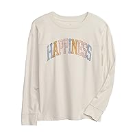 Girls' Long-Sleeve Graphic Tee T-Shirt with Dropped Shoulder