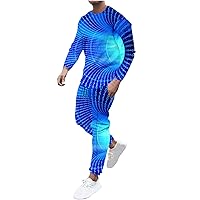 Men's 2 Piece Set 3D Print Tracksuit Long Sleeve Shirts and Jogger Pants Sports Suit Casual Soft Athletic Sweatsuits