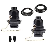 Lamp or Fixture Replacement Phenolic Medium Base Light Socket - Pull Chain Switch - 2 pc Thread and Ring, 1/8 IP Thread Cap -2 Pack for DIY Project