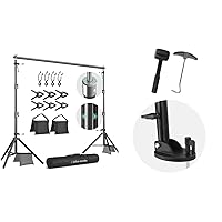 Julius Studio [Enhanced Heavy Duty] 10.1 x 8 ft. (W x H) Backdrop Stand Background Support / [6 Pack] Backdrop Stands Outdoor Shoe Mount Foot Pad - Bundle