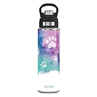 Tervis Paw Prints Triple Walled Insulated Tumbler Travel Cup Keeps Drinks Cold, 24oz Wide Mouth Bottle, Stainless Steel