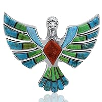 EAGLE MYTH – 925 Sterling Silver Handmade Pendant with Colorful Gemstones - Made in Thailand