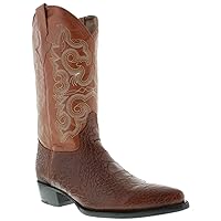 Texas Legacy Mens Cognac Western Leather Cowboy Boots Turtle Design Print J Toe