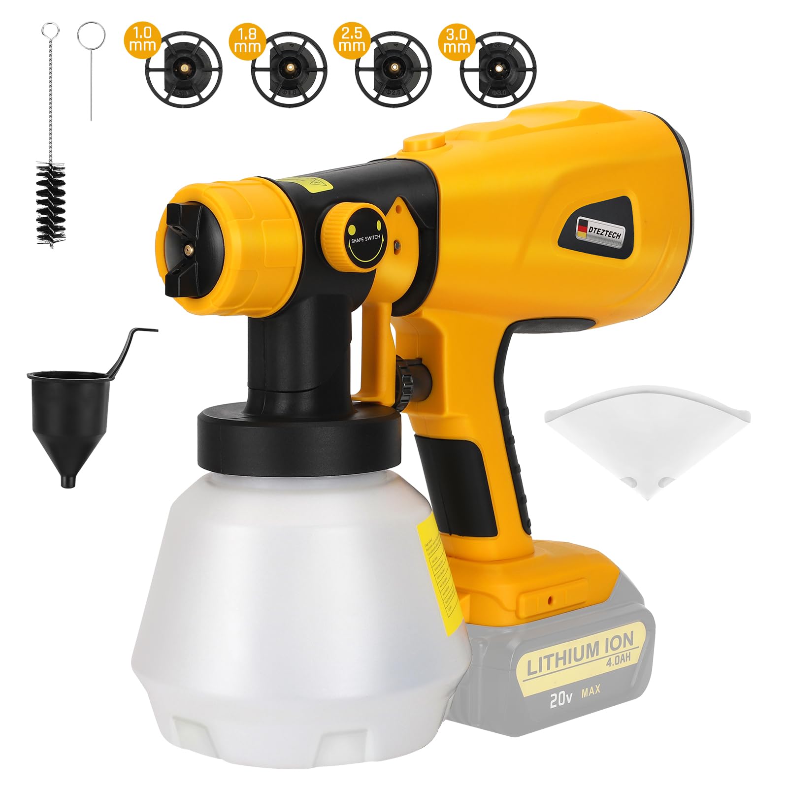 Paint Sprayer for Dewalt 20V MAX Battery, HVLP Spray Paint Gun with Brushless Motor and Copper Nozzle, 200W Cordless Paint Sprayer for Home Interior and Exterior, House Painting(Tool Only)