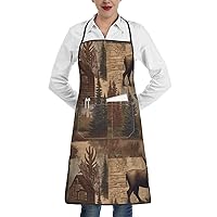 Kitchen Cooking Aprons for Women Men Sea Turtles Painting Waterproof Bib Apron with Pockets Adjustable Chef Apron