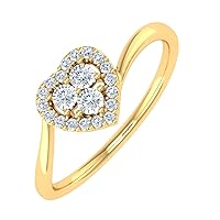 FINEROCK 1/10 Carat Diamond Heart Shaped Ring in 10K Solid Gold Mothers Day Special