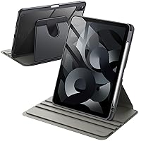 JETech Rotating Case for iPad Air 5/4 (2022/2020 5th/4th Generation 10.9-Inch) with Pencil Holder, 360 Degree Rotation Protective Stand Cover Clear Back, Auto Wake/Sleep (Space Gray)