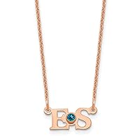 Jewels By Lux 14K Gold Small with 14k Bezel Birthstone Initial Cable Chain Necklace (Length 18 in Width 11 mm)