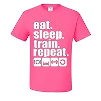 Eat Sleep Train Repeat Gym Musles Mens T-Shirts